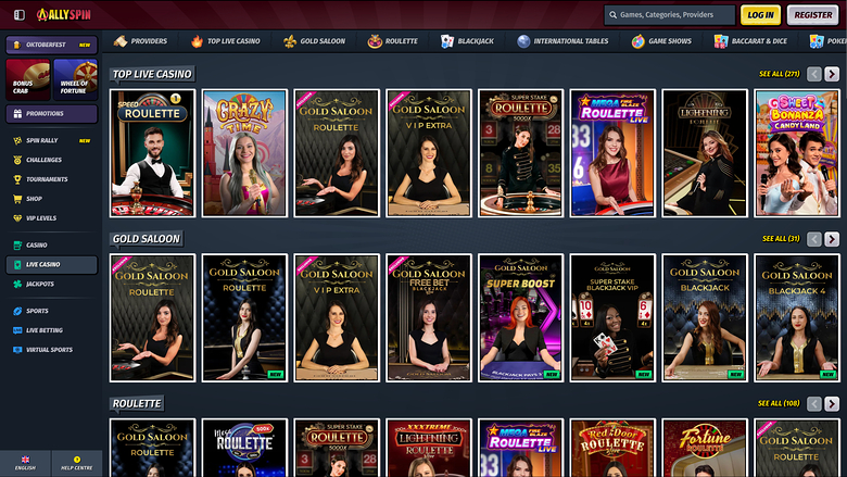 AllySpin Casino Desktop Live Dealer