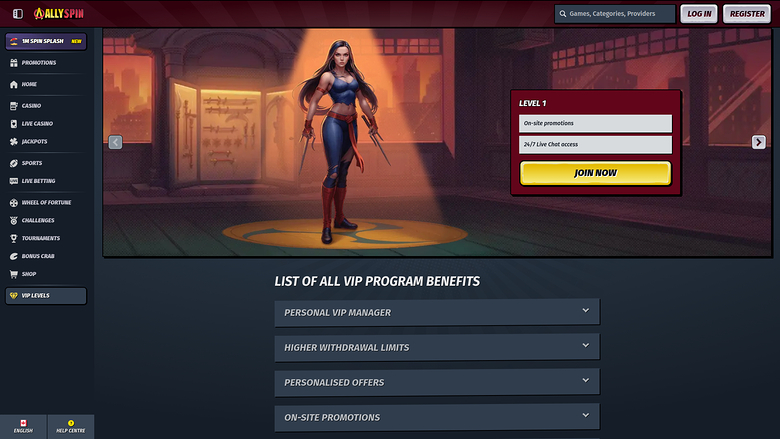 AllySpin Casino Desktop VIP Program