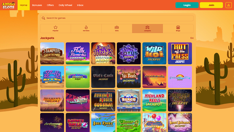 Amigo Slots Casino Jackpot Desktop