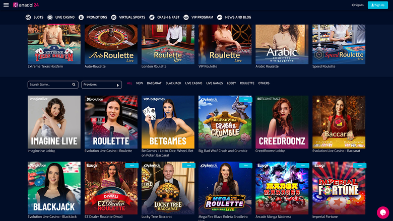 Anadol24 Casino Live Dealer Desktop