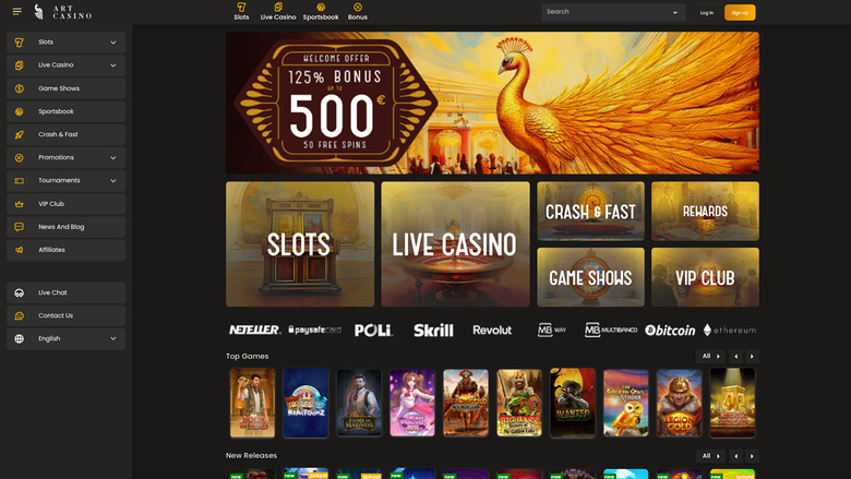 Art Casino Desktop Homepage