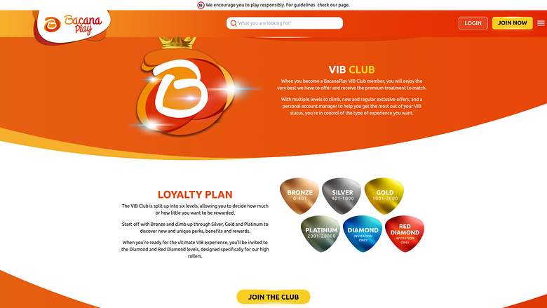 Bacana Play Casino Desktop VIP Program