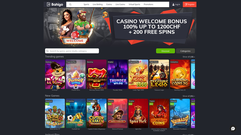 Bahigo Casino Desktop Homepage