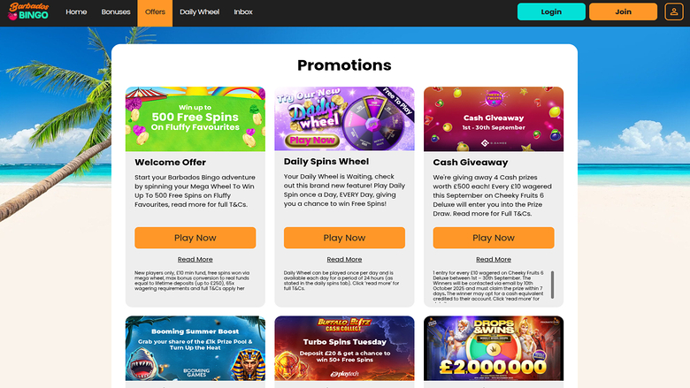 Barbados Bingo Desktop Promotions