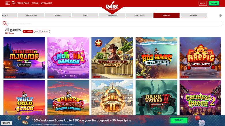 Barz Casino Desktop Games