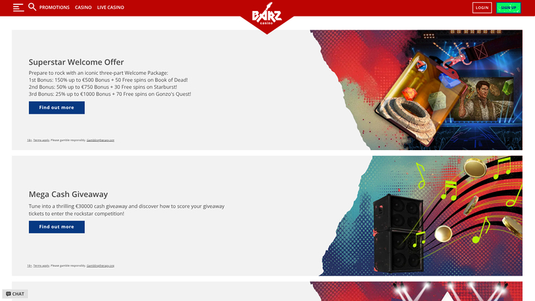 Barz Casino Desktop Promotions