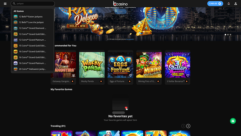 bCasino Desktop Jackpot