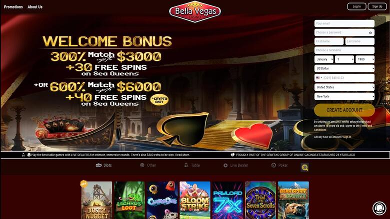 Bella Vegas Casino Desktop Homepage