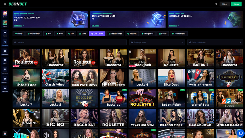Beonbet Casino Desktop Live Dealer