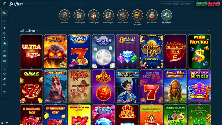 BetAlice Casino Desktop Jackpot