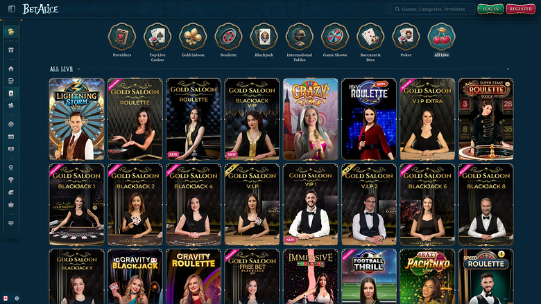BetAlice Casino Desktop Live Dealer