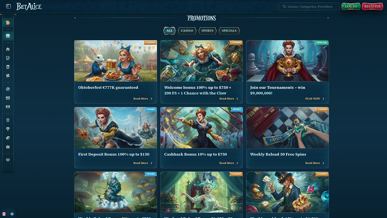 BetAlice Casino Desktop Promotions