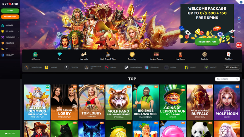 Betamo Casino Desktop Homepage