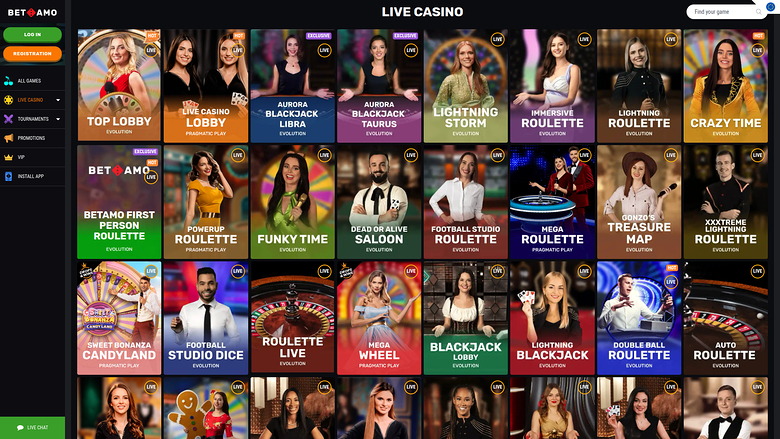Betamo Casino Desktop Live Dealer