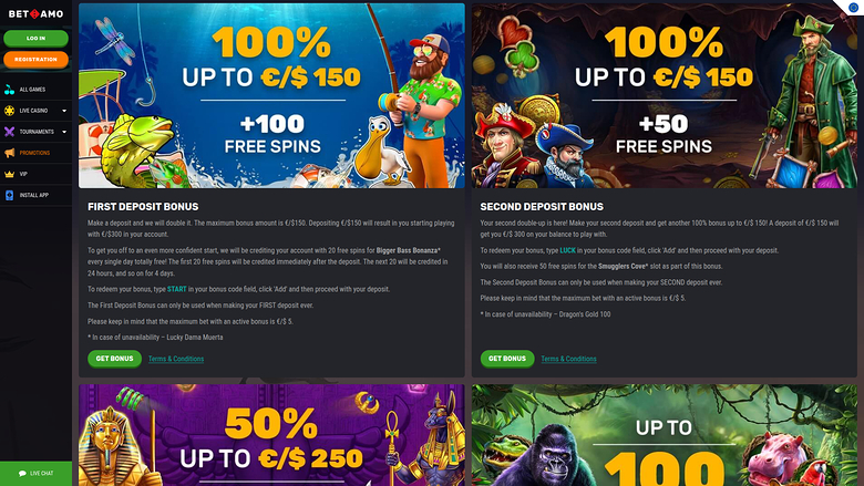 Betamo Casino Desktop Promotions
