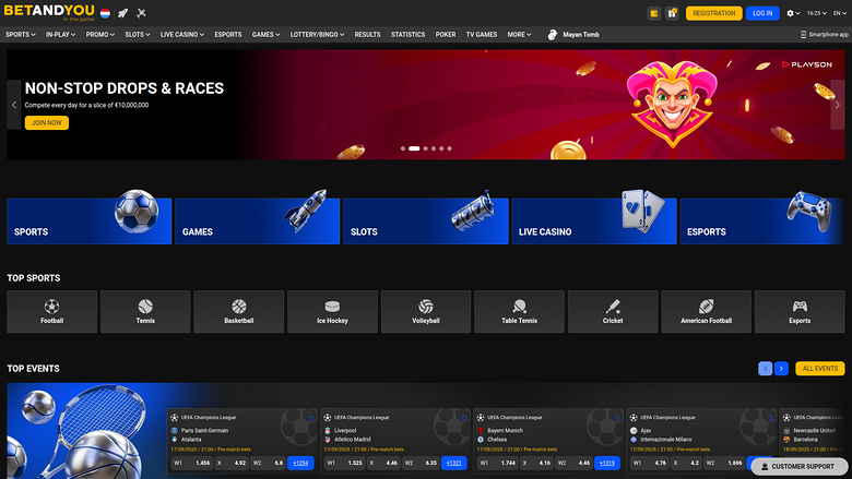 Betandyou Casino Desktop Homepage