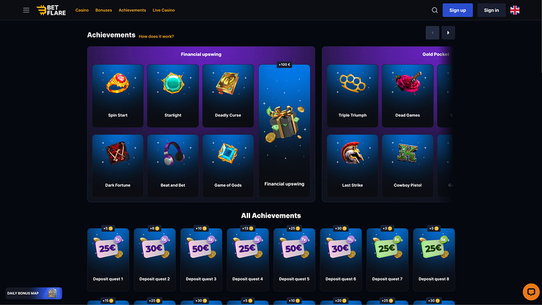 Betflare Casino Desktop Achievements