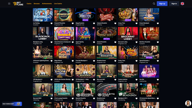 Betflare Casino Desktop Live Dealer