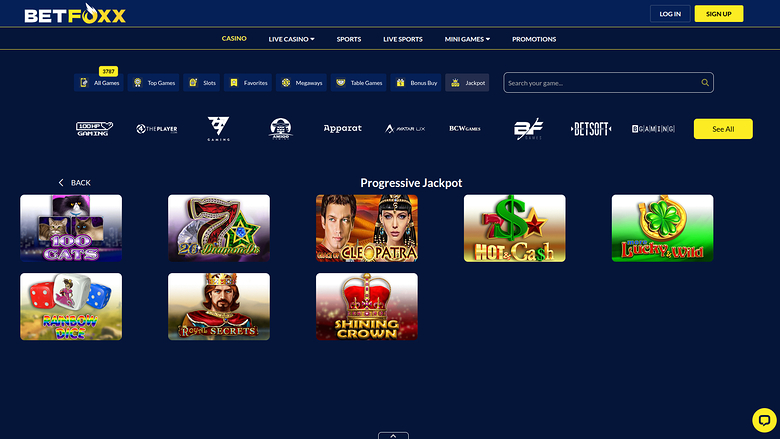 BetFoxxx Casino Desktop Jackpot