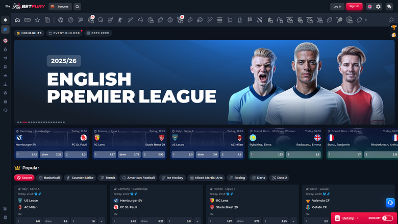 BetFury Casino Desktop Sports