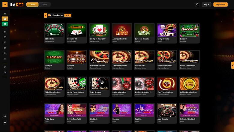 BetHub Casino live dealer page