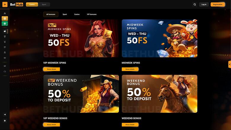 BetHub Casino promotions page