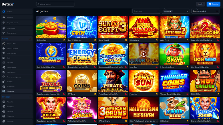 Betico Casino Desktop Jackpot