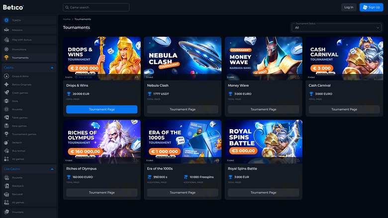 Betico Casino Desktop Tournaments