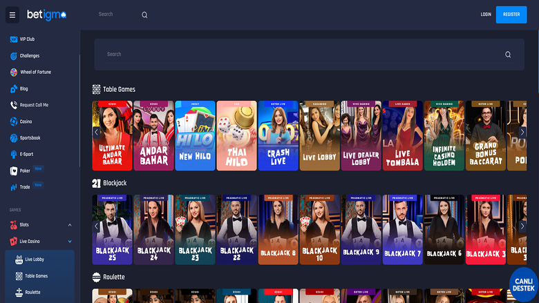 Live Dealer screenshot of Betigma Casino for Desktop