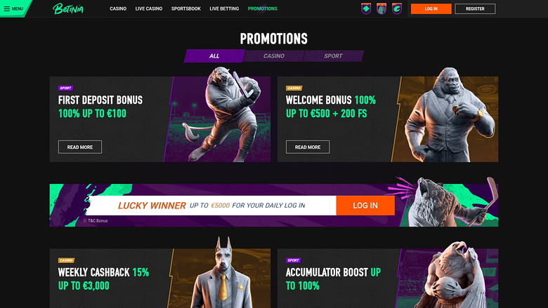 Betinia Casino Desktop Promotions