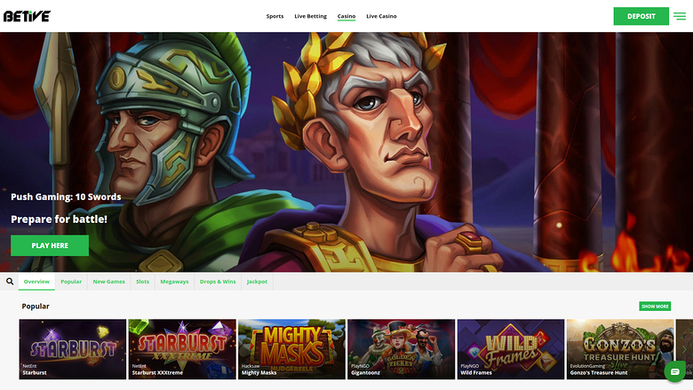 Beitve Casino Desktop Homepage