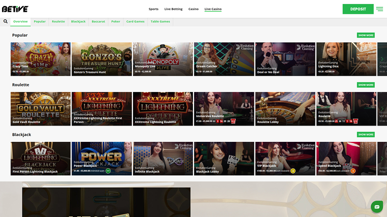 Beitve Casino Desktop Live Dealer