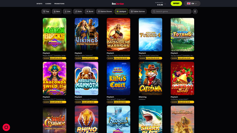 BetJordan Casino Jackpot Desktop