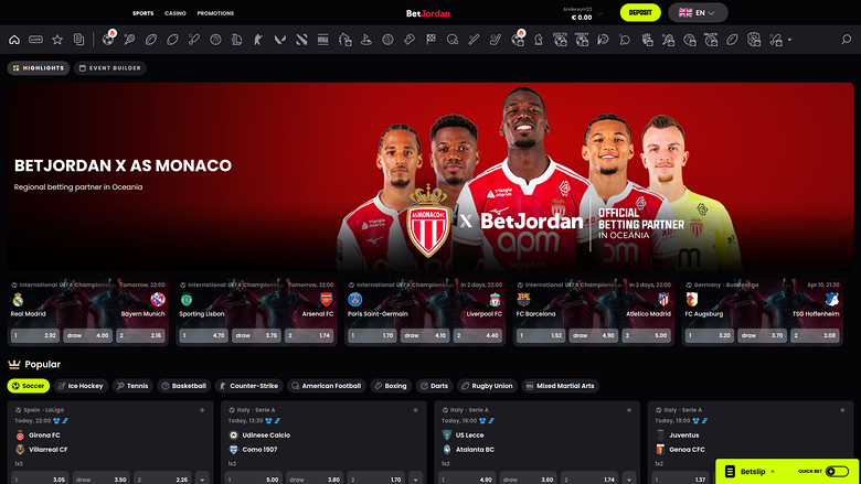 BetJordan Casino Sports Desktop
