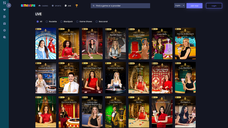 Betmorph Desktop Live Dealer