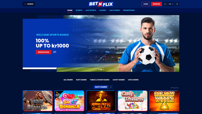 BetNFlix Desktop Homepage