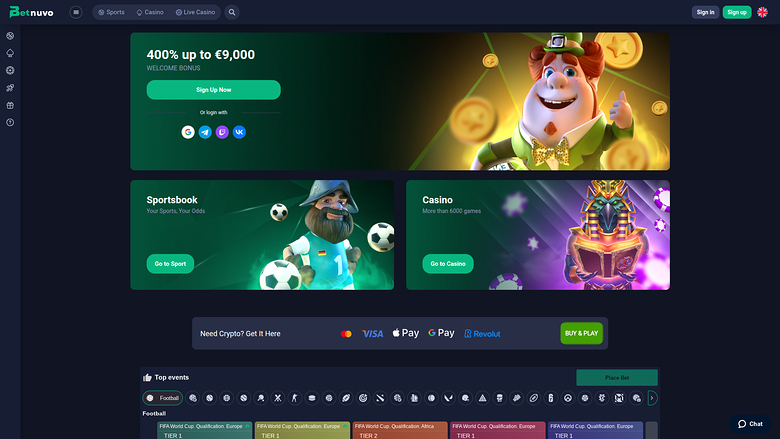 BetNuvo Casino Desktop Homepage