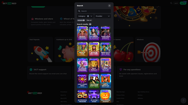 BetOnRed Casino Desktop Jackpot