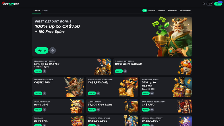 BetOnRed Casino Desktop Promotions