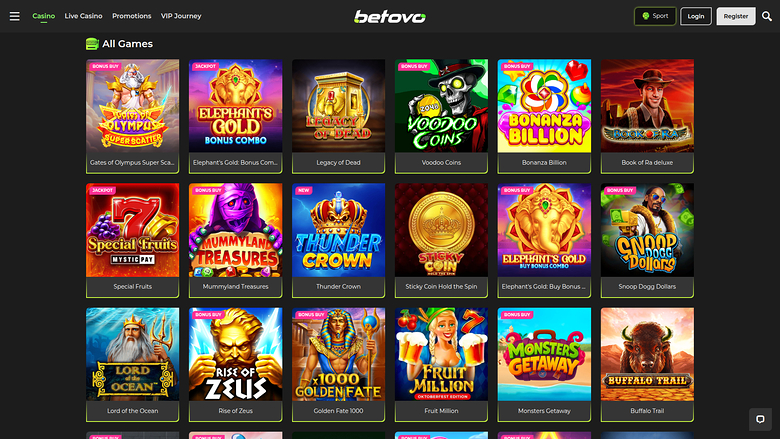 Betovo Casino Desktop Games