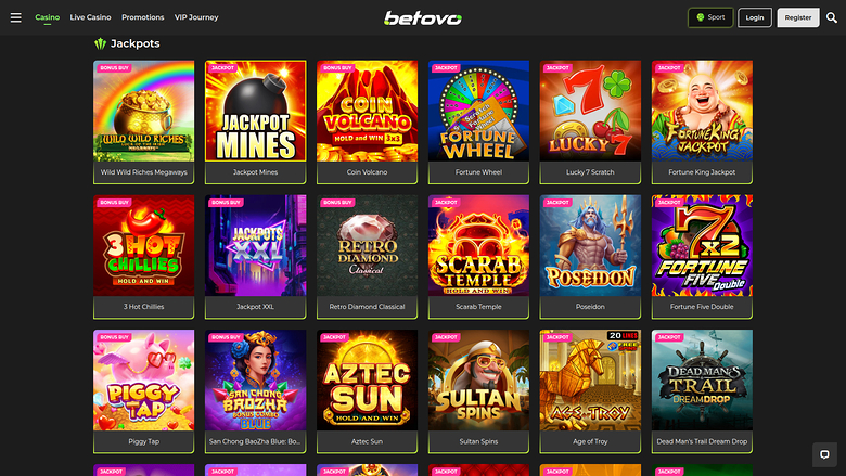 Betovo Casino Desktop Jackpot