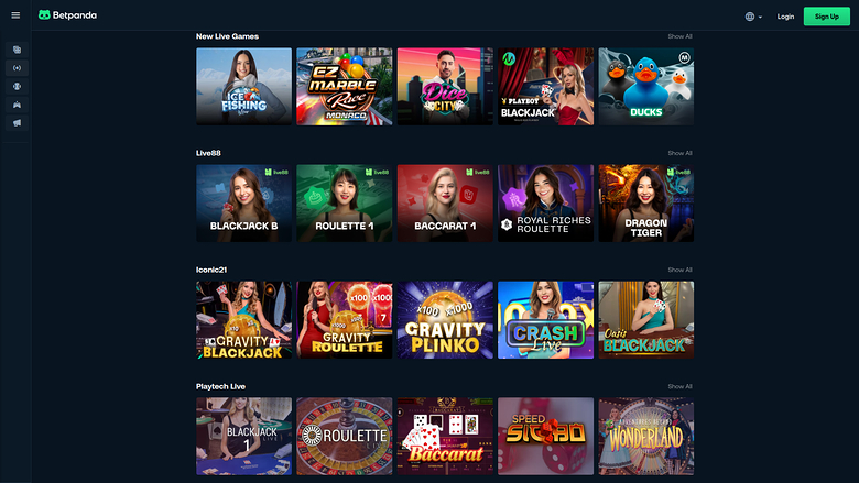 BetPanda Casino Desktop Live Dealer