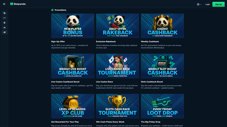 BetPanda Casino Desktop Promotions