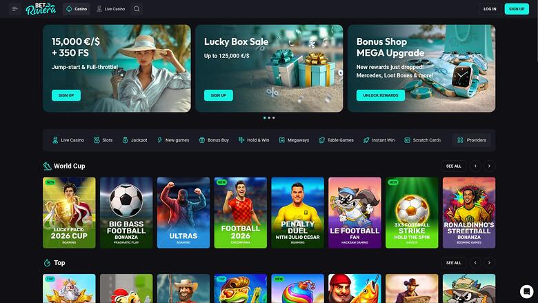 BetRiviera Casino homepage