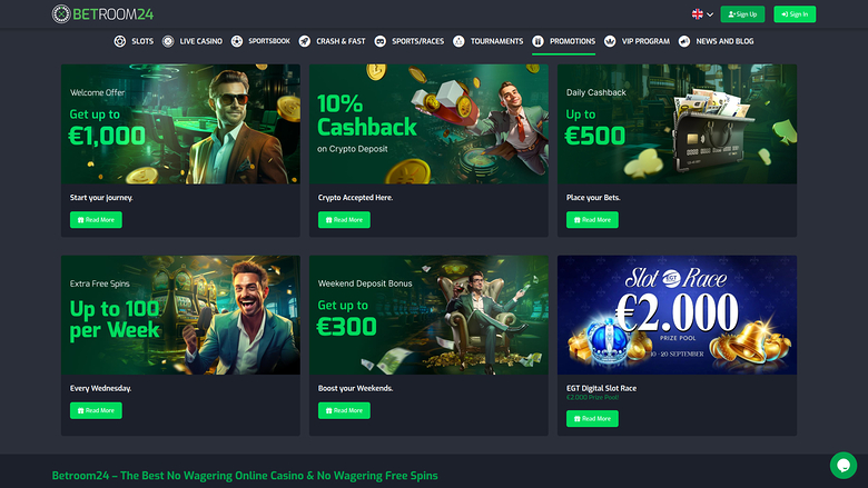 Betroom24 Casino Desktop Promotions