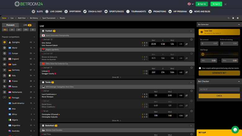 Betroom24 Casino Desktop Sports