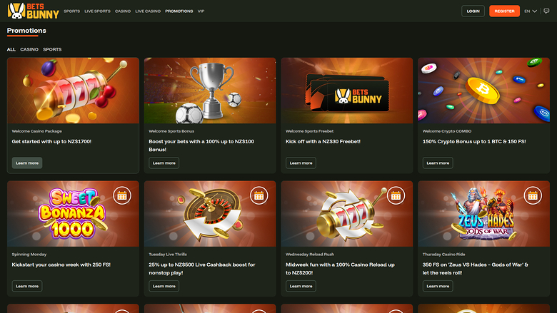 Bets Bunny Casino Desktop Promotions
