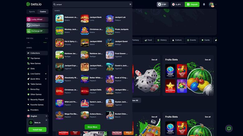Bets.io Casino Desktop Jackpot
