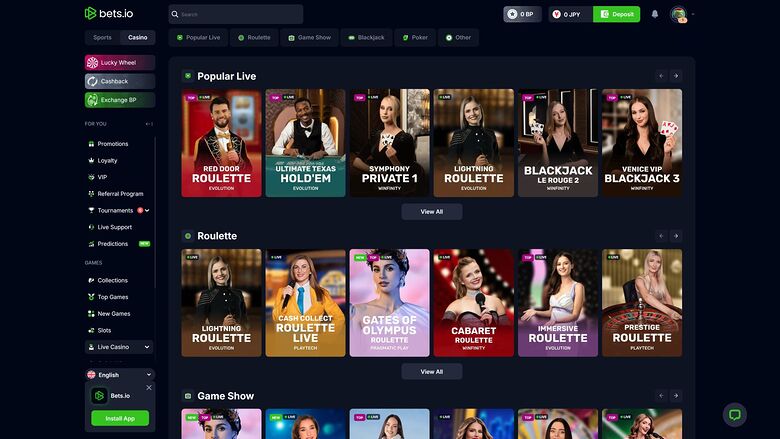 Bets.io Casino Desktop Live Dealer