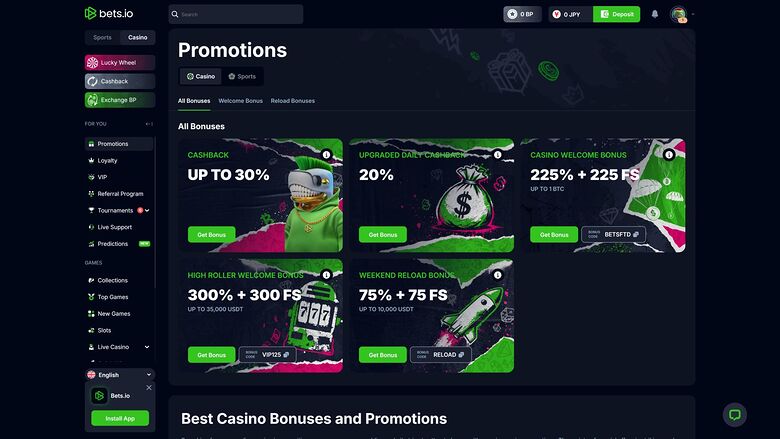 Bets.io Casino Desktop Promotions